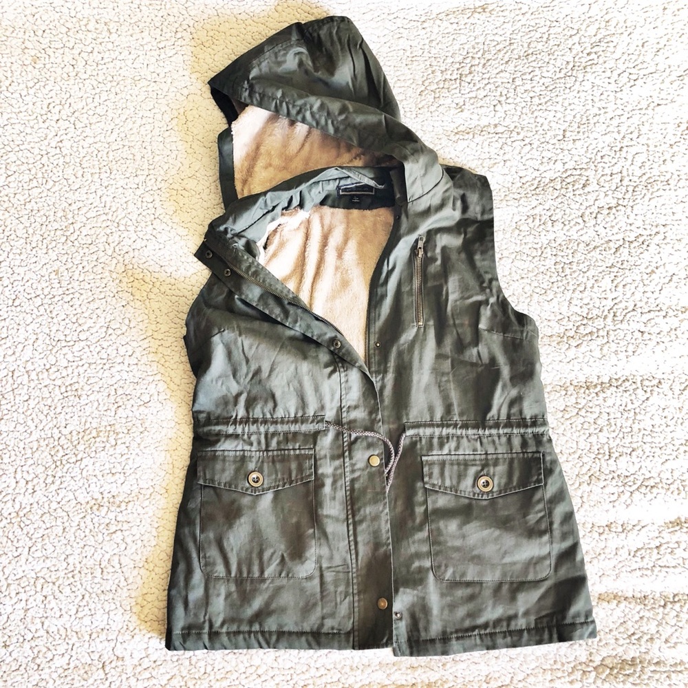 Fur-lined Utility Vest with Hood